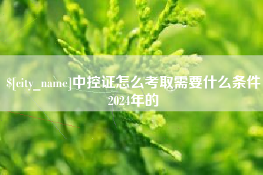 祁阳中控证怎么考取需要什么条件2024年的
